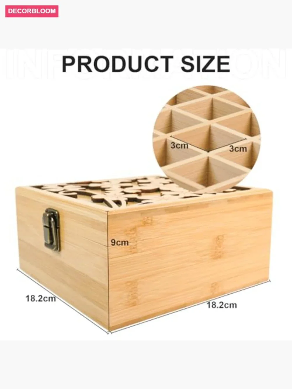 Wooden Essential Oil Storage Box with Label - Holds 25 Bottles